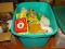 (FM) ASSORTED TUB LOT; INCLUDES CLIP ON GRAB-BAGS IN THE ORIGINAL BOXES, A LENOX CHRISTMAS ORNAMENT,