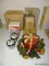 (LR) MISCELL. LOT; MISCELL. LOT OF NEVER USED ITEMS- HOLLY UTENSIL HOLDER NEW IN BOX, ANGEL TREE