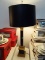 (LR) LAMP; BRASS AND METAL COLUMN LAMP WITH PAPER SHADE-36 IN H