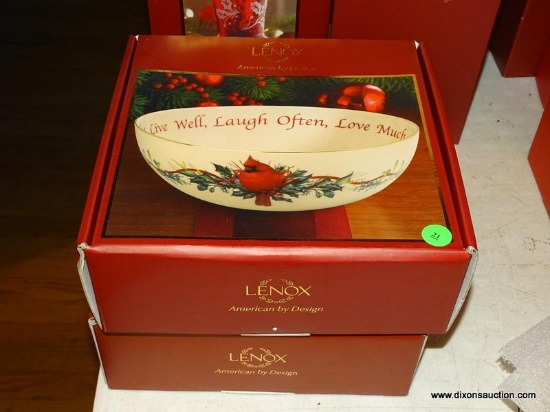 (LR) LENOX BOWLS; 2 LENOX WINTER GREETINGS 9 IN SERVING BOWLS, NEW IN BOX