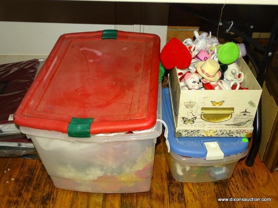 (LR) ANIMAL FIGURAL LOT; 2 BOXES OF PLUSH ANIMAL FIGURES- BOX OF ANNALEE CAT AND MOUSE FIGURES AND A