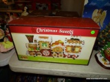 (LR) CHRISTMAS CENTERPIECE; COMPOSITION FIBER OPTIC GINGERBREAD TRAIN NEW IN BOX- 18.75 IN X 6.25 IN