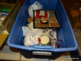(KIT) TUB LOT; LOT INCLUDES LARGE AMOUNT OF CANDLE STANDS, VOTIVE HOLDERS, CANDLES, ETC. AND AN