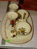 (LR) MISCELL. LENOX CHRISTMAS ITEMS; 4 MISCELL. LENOX CHRISTMAS PORCELAIN ITEMS- PR OF CANDLE