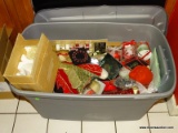 (KIT) CHRISTMAS TUB LOT; LOT INCLUDES CHRISTMAS DECORATIONS- ANGEL TREE TOPPER, CANDLES, LED