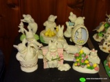 (FM) SNOW BUNNIES; 9 DEPT. 56 SNOWBUNNIES- (SHEEP ON ONE NEED TO BE RE-GLUED) - 4 IN - 5 IN H