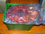 (FM) TUB LOT; LOT INCLUDES- RED TINSEL CHRISTMAS WREATH AND TUB OF MULTI-COLORED TINSEL