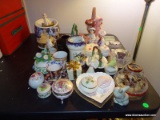 (LR) MISCELL LOT; LOT OF PORCELAIN TO INCLUDE- TRINKET BOXES, 4 DOG BOWLS, VOTIVE HOLDERS,