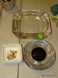 (FM) ASHTRAY LOT; INCLUDES A LARGE CRYSTAL ASHTRAY, A ST. LOUIS BUTTERFLY THEMED ASHTRAY, A ROYAL