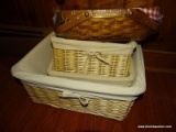 (FM) BASKET LOT; INCLUDES 3 MATCHING CLOTH LINED BASKETS AND A HERITAGE MINT LTD. BASKET BRAND NEW