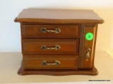 (LR) JEWELRY BOX; MAPLE LIFT TOP, 3 DRAWER AND SIDE PULL OUT DOOR JEWELRY BOX 8 IN X 5 IN X 6 IN