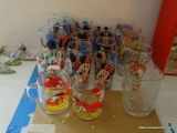 (LR) CHARACTER GLASSES; 11 MICKEY MOUSE GLASSES- 3 TEA, 4 WATER AND 4 JUICE, 4 MISCELL WATER