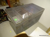 (LR) STORAGE BOX LOT; WIRE MESH LIFT TOP STORAGE BOX- 21 X 11 IN X 12 IN WITH CONTENTS- SET OF 12