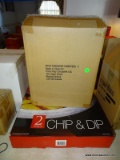 (LR) KITCHEN ITEMS; NEW IN BOX 4 PC. FRUIT ENGRAVED CANISTER SET AND NEW IN BOX 2 PC. CHIP AND DIP