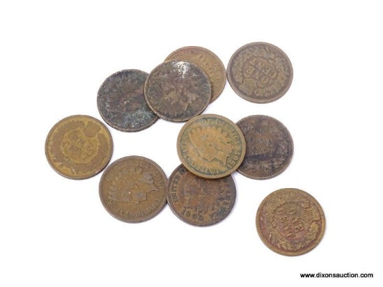 10 ASSORTED INDIAN CENTS