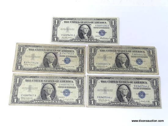 5- ONE DOLLAR SILVER CERTIFICATES