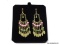 BEN-AMUN BRONZE DESIGNER PINK, GREEN & RED BEADED DROP EARRINGS. COMES WITH BOX.