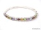 .925 STERLING SILVER MULTI-COLORED STONE CUFF BRACELET WITH DOUBLE CLASP.
