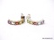 PAIR OF .925 STERLING SILVER MULTI-COLORED STONE PIERCED EARRINGS.