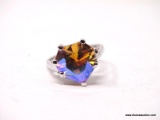 SUZANNE SOMERS COLLECTION, .925 STERLING SILVER RING WITH BEAUTIFUL 15.50CT. COGNAC STARLIGHT