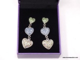 SUZANNE SOMERS COLLECTION, PAIR OF .925 STERLING SILVER GRADUATED HEART EARRINGS FEATURING SMALL