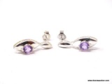 PAIR OF .925 STERLING SILVER & SIMULATED AMETHYST PIERCED EARRINGS. MATCHES #57 & 58.