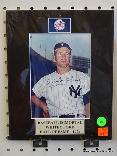 SIGNED NEW YORK YANKEES PHOTOGRAPH; IS OF AND SIGNED BY WHITEY FORD (MLB HALL OF FAMER - 1974). HAS