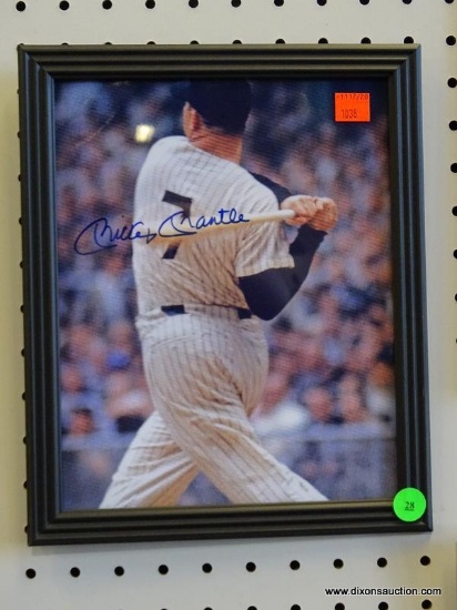 SIGNED NEW YORK YANKEES PHOTOGRAPH; IS OF AND SIGNED BY MICKEY MANTLE. HAS COA ON THE BACK FROM