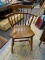 CAPTAINS CHAIR; MAPLE CAPTAINS CHAIR WITH ARROW BACK AND PLANK BOTTOM SEAT WITH TURNED LEGS. IS IN