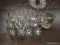 ASSORTED GLASS LOT; INCLUDES 6 CHAMPAGNE FLUTES, 8 DAIQUIRI GLASSES, AND A BEER MUG.