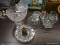 ASSORTED GLASS LOT; INCLUDES A CREAM AND SUGAR SET, A CHEESE DOME, PRESSED GLASS COMPOTES, A PRESSED