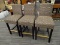 BAR CHAIRS; SET OF 3 POLKA DOT PATTERN AND MAHOGANY LEGGED CHAIRS IN EXCELLENT CONDITION. EACH