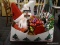 BOX LOT OF ASSORTED CHRISTMAS ITEMS; INLCUDES A GLITTERY SANTA, A CHRISTMAS BALL ORNAMENT TREE, A