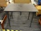 TABLE; VINTAGE WOODEN TABLE WITH TAPERED LEGS. IS IN USED CONDITION AND MEASURES 36 IN X 24 IN X 28