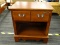 AMERICAN OF MARTINSVILLE NIGHTSTAND; HAS SINGLE DRAWER WITH 2 CHROME PULLS ABOVE A LOWER STORAGE
