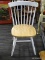 SIDE CHAIR; WHITE PAINTED AND MAPLE SIDE CHAIR WITH AN ARROW BACK AND PLANK BOTTOM SEAT. MAY NEED TO