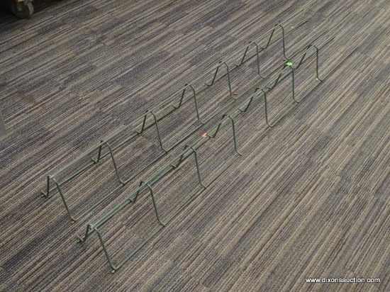 TRELLISES; PAIR OF GREEN METAL GARDEN TRELLISES IN GOOD CONDITION. EACH MEASURES 60 IN TALL