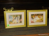 PAIR OF FRAMED PRINTS OF WOMEN; BOTH ARE OF 3 WOMEN SITTING DOWN IN WHITE DRESSES TALKING. IN 1