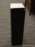 PEDESTAL; BLACK AND WHITE TOP PEDESTAL STAND IN EXCELLENT CONDITION. MEASURES 10 IN X 10 IN X 36 IN