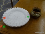 IMPERIAL GLASS CO. MILK GLASS ASHTRAY; HOROSCOPE THEMED ASHTRAY IN EXCELLENT CONDITION. ALSO