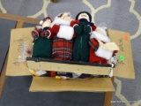 BOX LOT OF ASSORTED ITEMS; INCLUDES A CLOTH CAROLER DISPLAY, ASSORTED CLOTH SNOWMEN, ASSORTED