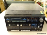 SANYO TURNTABLE; HAS A TURNTABLE TOP, AM/FM RADIO, AND DOUBLE CASSETTE DECK. MODEL GXT140H.
