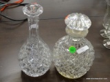 2 PIECE LOT; INCLUDES 2 DECANTERS (1 WITH STOPPER AND 1 WITHOUT A STOPPER).