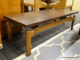 COFFEE TABLE; MAHOGANY COFFEE TABLE IN EXCELLENT CONDITION. MEASURES 48 IN X 20 IN X 15 IN