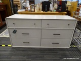 DRESSER; HAS 6 DRAWERS WITH BRONZE TONED HANDLES. IS GRAY PAINTED AND HAS THE ORIGINAL TAG. IS IN