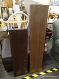 PAIR OF WALL HANGING SHELVES; ESPRESSO WOOD FINISH SHELVES IN GOOD USED CONDITION. 1 MEASURES 48 IN