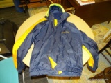 WEST MARINE JACKET; BLUE AND ORANGE JACKET IN EXCELLENT CONDITION. SIZE LARGE.