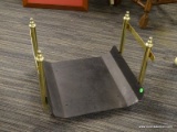 LOG HOLDER; BRASS AND IRON LOG HOLDER IN VERY GOOD CONDITION. MEASURES 20 IN X 17 IN X 14 IN