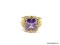.925 LADIES STERLING SILVER 4 CT AMETHYST RING. SIZE 8.