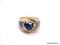 .925 LADIES STERLING SILVER 2CT SAPPHIRE RING. SIZE 10.